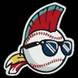A baseball with sunglasses and a feather on it

Description automatically generated